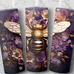 Purple and Gold Honeybee Tumbler