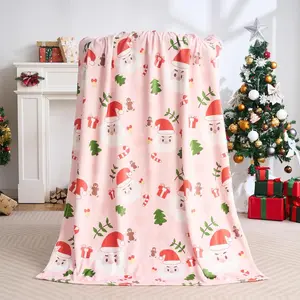 Christmas Throw Blanket Cute Santa Claus Holiday Blankets and Throws for Kids Women Men Soft Flannel Throw for Couch, Bed, Living Room, Office, Travel, Christmas Decor 50 x 60 Inch