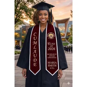 Personalized Your Design Text Logo Graduation Stole, Custom Graduation Print Sash with Name, Class of 2026 Graduation Stole, Graduation Gift