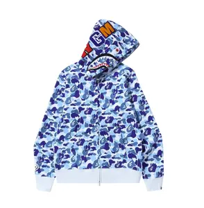 BAPE ABC Camo Shark Full Zip Hoodie Blue Men Women Streetwear