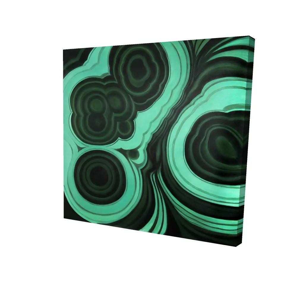 212 MAIN Retro Green Shapes Canvas Print - 24x24 in. Malachite Stone Natural Wall Art, Vintage Decor, Artistic Home Supply, Ideal Gift for Indoor Rooms