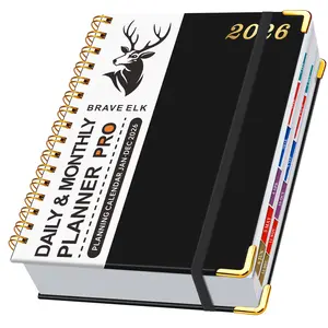 2026 Dual Line Spiral Planner Book, 400 Pages, 12 Months Weekly Monthly Plan, Improve Learning & Efficiency, Memo, Time Organization, Personal Planning, Spiral Bound Planner