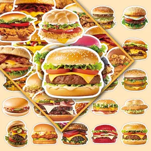 100 Sheets of Hamburger Sticker Set: 2 Identical Packs with Cute Cartoon Design for DIY Journal & Phone Decoration