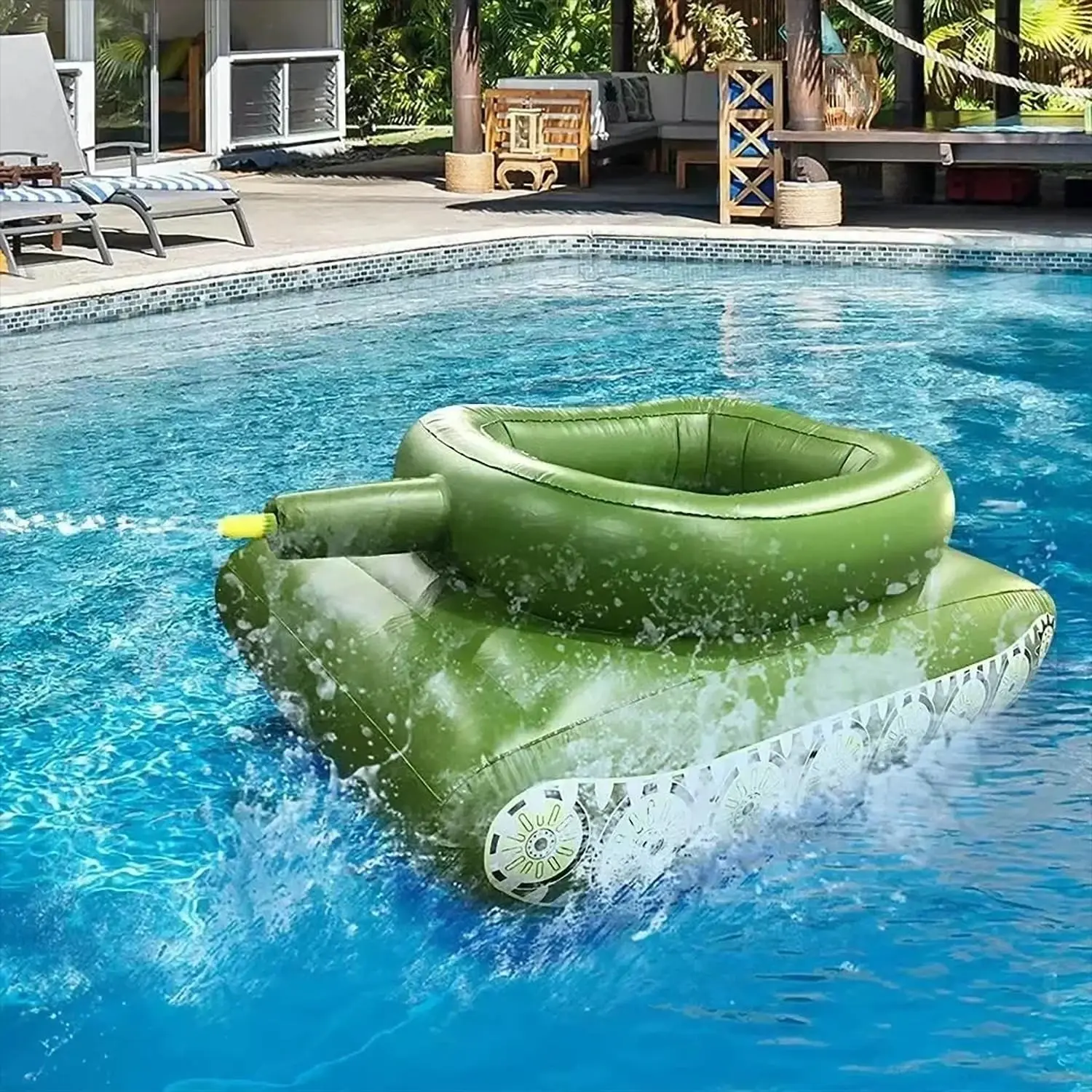 Inflatable Tank Pool Float with Water Gun, Thickened PVC Material, Durable and Tear-Resistant, Fun Water Battle Toy, Essential for Summer Pool Parties, Swimming Float, Pool Floaties, Fun Pool Floats, Pool Inflatables