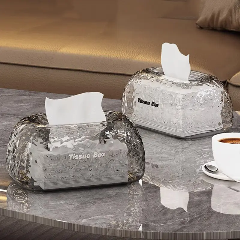 Clear Tissue Box, 1 Count Modern Desktop Tissue Holder, Fashionable Tissue Storage Box, Home Organizer for Living Room Bedroom Dining Room,