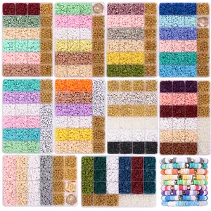 2400pcs Soft Clay Beads Bracelet Making Kit, Friendship Bracelet Set, Flat Beads for Jewelry DIY, Necklace Handmade Gift