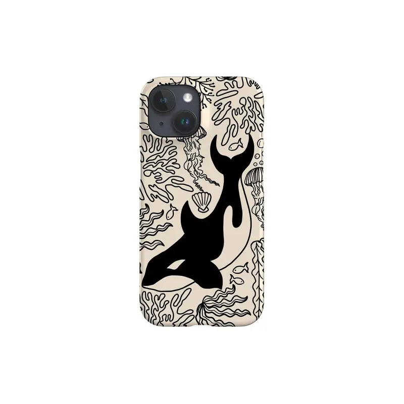 Orca Coral Reef Phone Case, Killer Whale Ocean Applicable to iP15Promax ip14Pro mobile phone case 12 trendy brand 13 anti-fall cover 14Promax 15Pro cute Plus phonecase Accessories Acrylic casetify