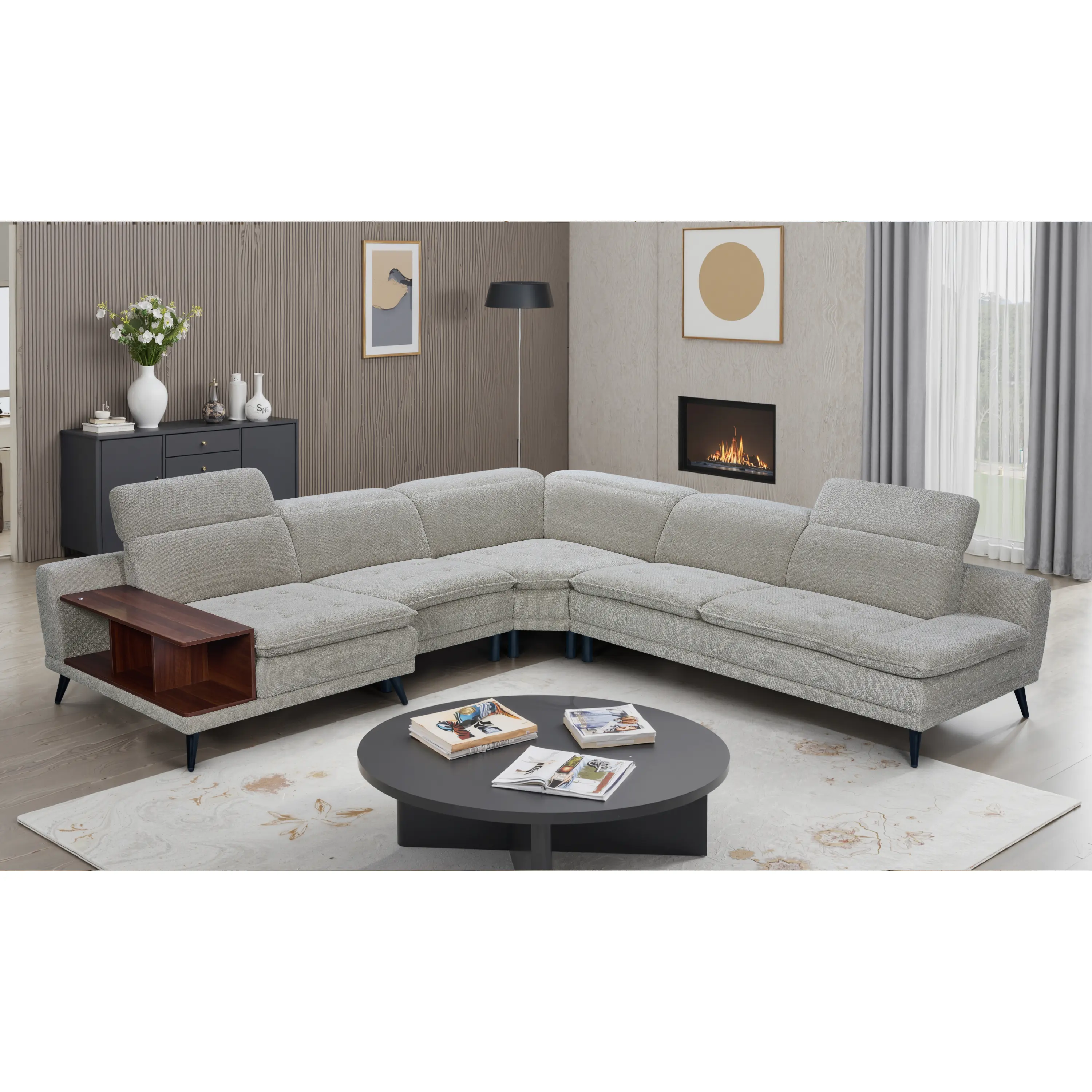 Klaussner Crescent Sectional Sofa