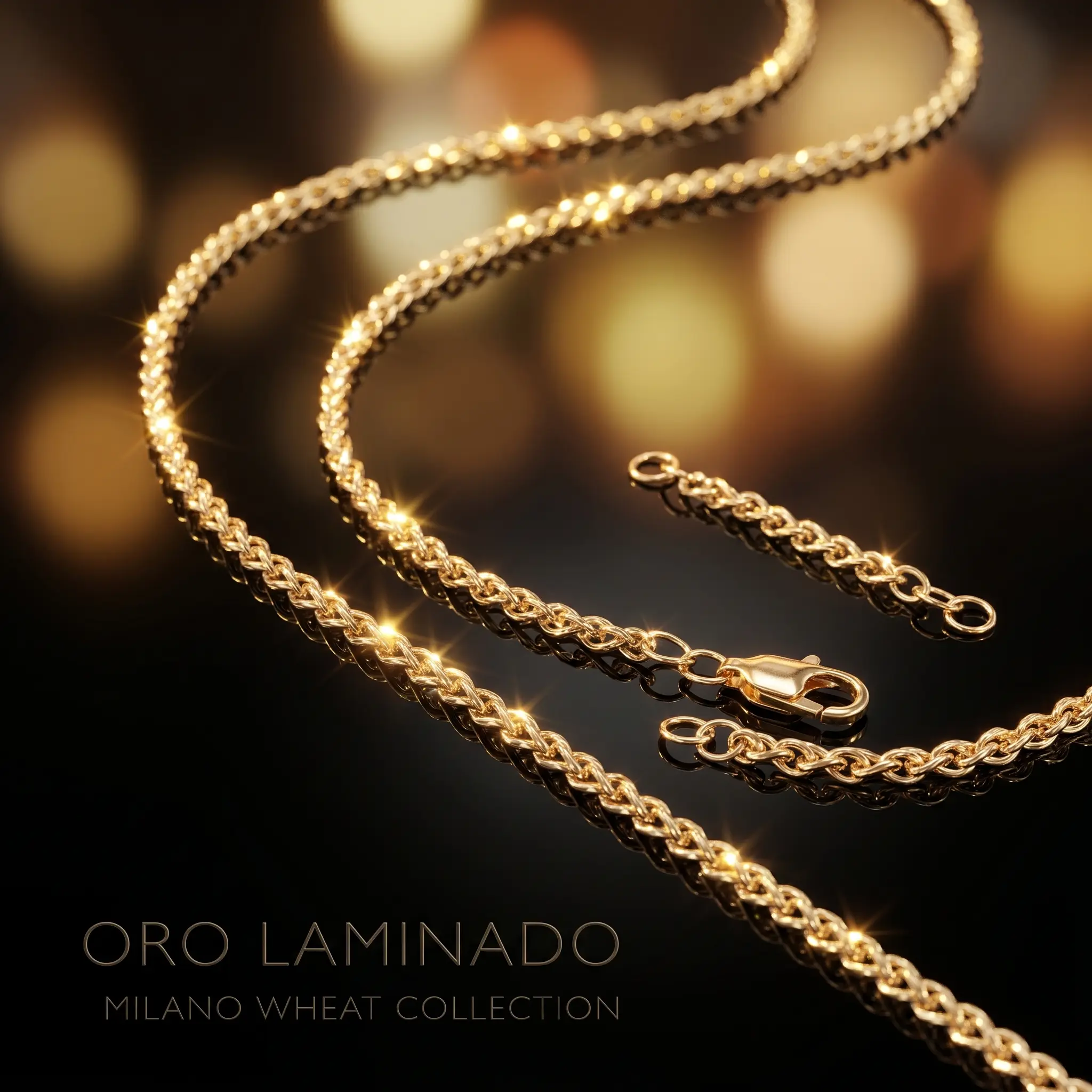 Gold Filled Oro Laminado 2mm 16" 18" 20" 22" Milano Wheat Chain