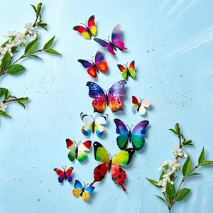 12Pcs Magnetic 3D Butterfly Stickers - Removable Plastic Butterfly Decals with Magnets for Home, Fridge, Wedding, Dorm & School Decor, Ideal Room Refresh Gift