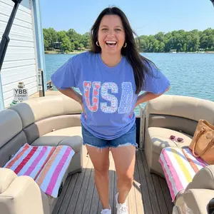 USA LACE-FLO BLUE- SHORT SLEEVE WOMANS TEE