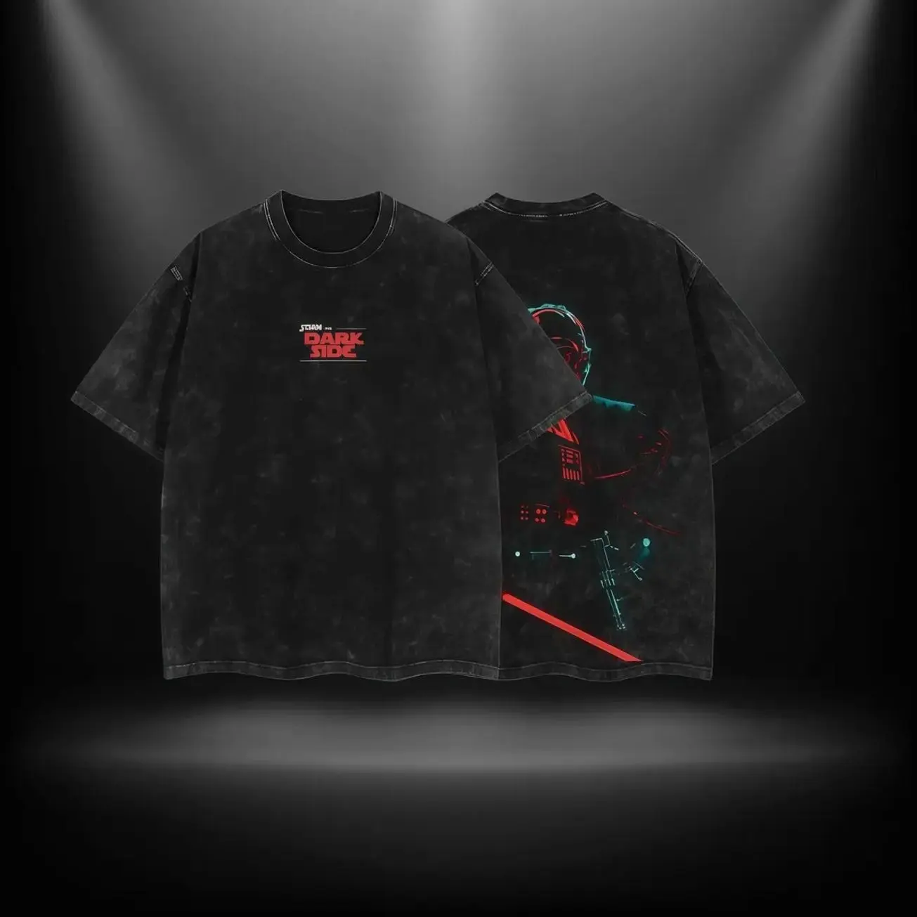 Men's Anakin Sith Lord Join The Dark Side - Battlefront 3 Double Printed Oversize Lightweight Acid Washed Cotton Graphic Tshirt, Streetwear Top For Comic & Movie Lovers, Regular Fit Floral Print Apparel, Men's Graphic Tees, Oversized VZN
