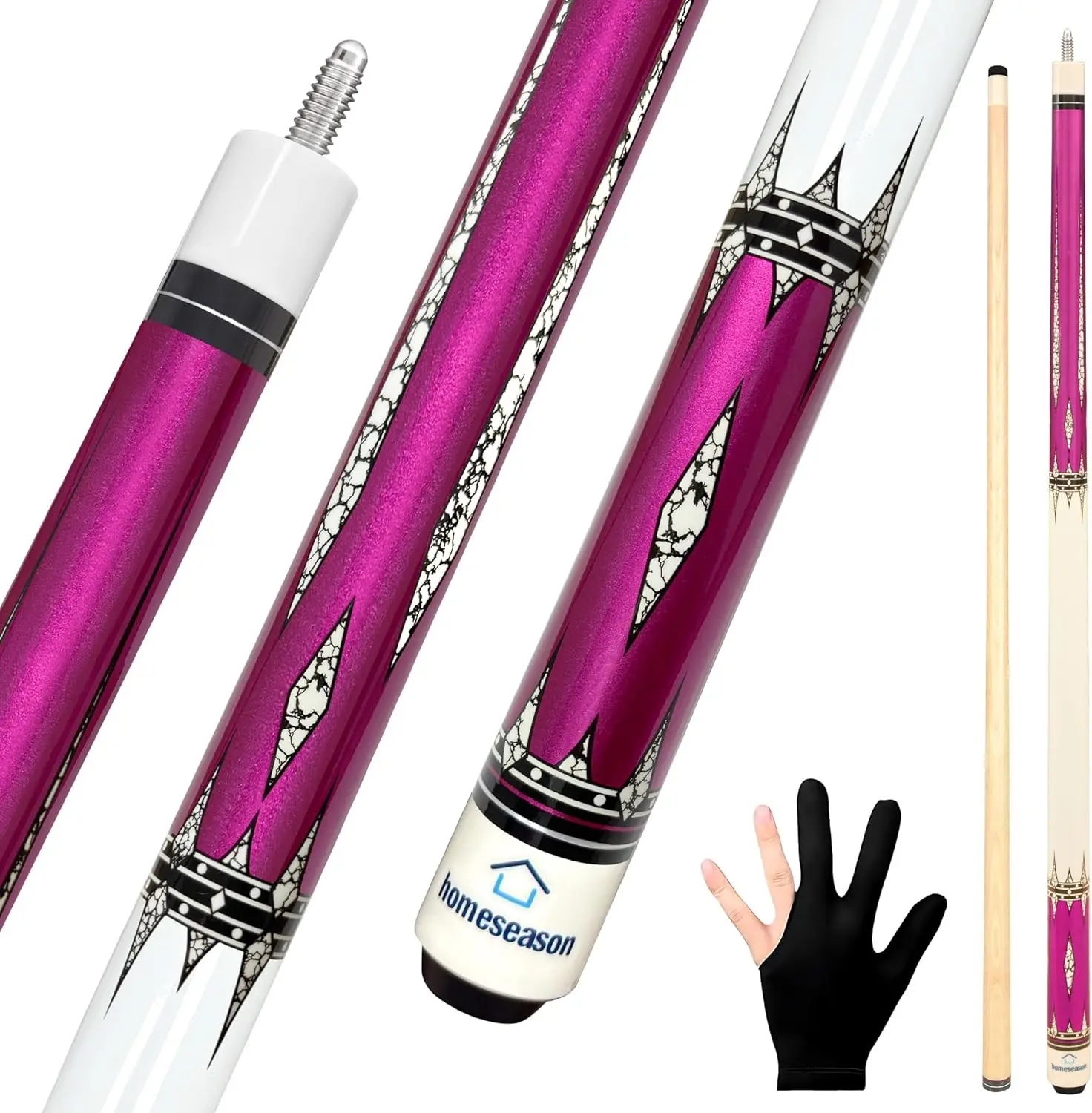 58 inch 20oz Pool Cue Stick with 13mm Fiber Leather Tip 4 Colors for Beginner Commercial and Home Entertainment