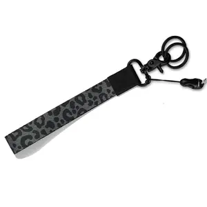 Cute Wrist Lanyard for Keys, Keychain, Wallet, Id Holder, Cell Phone, Wristlet Lanyard Key Chain Holder（Black Leopard）