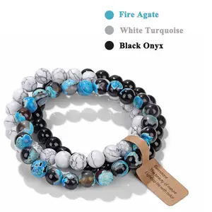Blue Fire Agate White Turquoise and Black Onyx