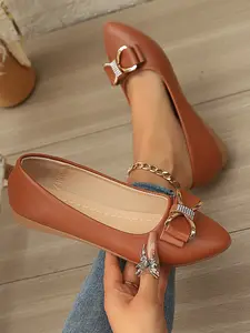 Women's Fashionable Solid Color Dance Shoes, Casual Comfortable Pointed Toe Flat Shoes for Daily Wear, Lightweight Breathable Shoes for Women & Girls, Running, Slip on Flats