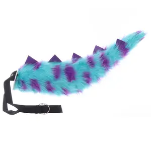 Plush Dinosaur Tail with Spikes Adjustable Belt Furry Cosplay Costume Accessory for Halloween Party