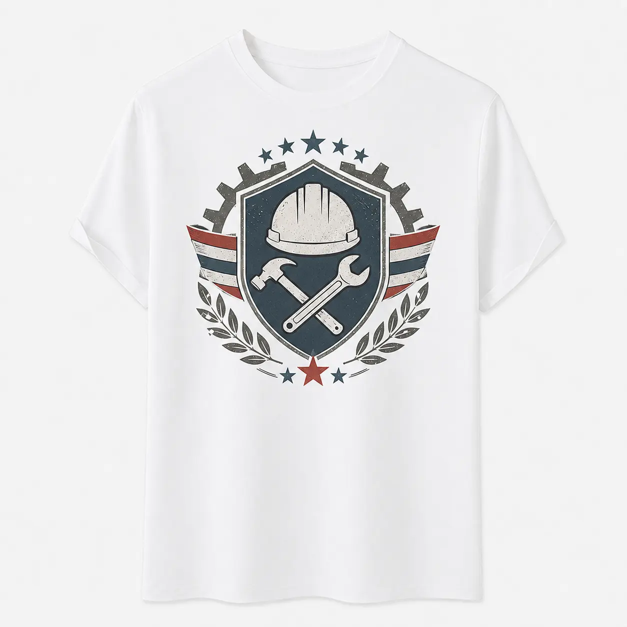 Labor Day Skilled Trades Graphic T-Shirt for Men and Women, Vintage Hard Hat Hammer Wrench Crew Neck Tee, Construction Worker Appreciation Gift