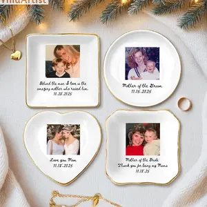 Custom Photo Mother of The Groom Jewelry Dish, Mother of The Bride Jewelry plate, Custom Jewelry Tray for Mom, Wedding Favor Gift For Mom
