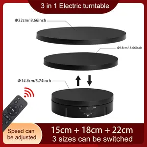3-In-1 360-Degree Rotating Photography Turntable, Electric Display Stand for Jewelry Products, Adjustable Angle & Smooth Rotation