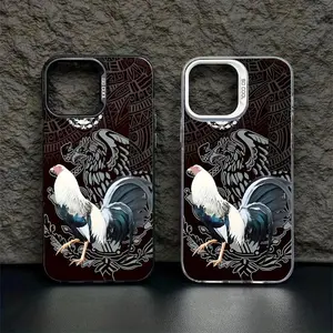 Case for iPhone 16 Pro Max 15 Plus 14 13 12 11 XS XR Cool Creative Art Rooster Pattern Matte Shockproof Anti-Scratch Stylish Smartphone Cover