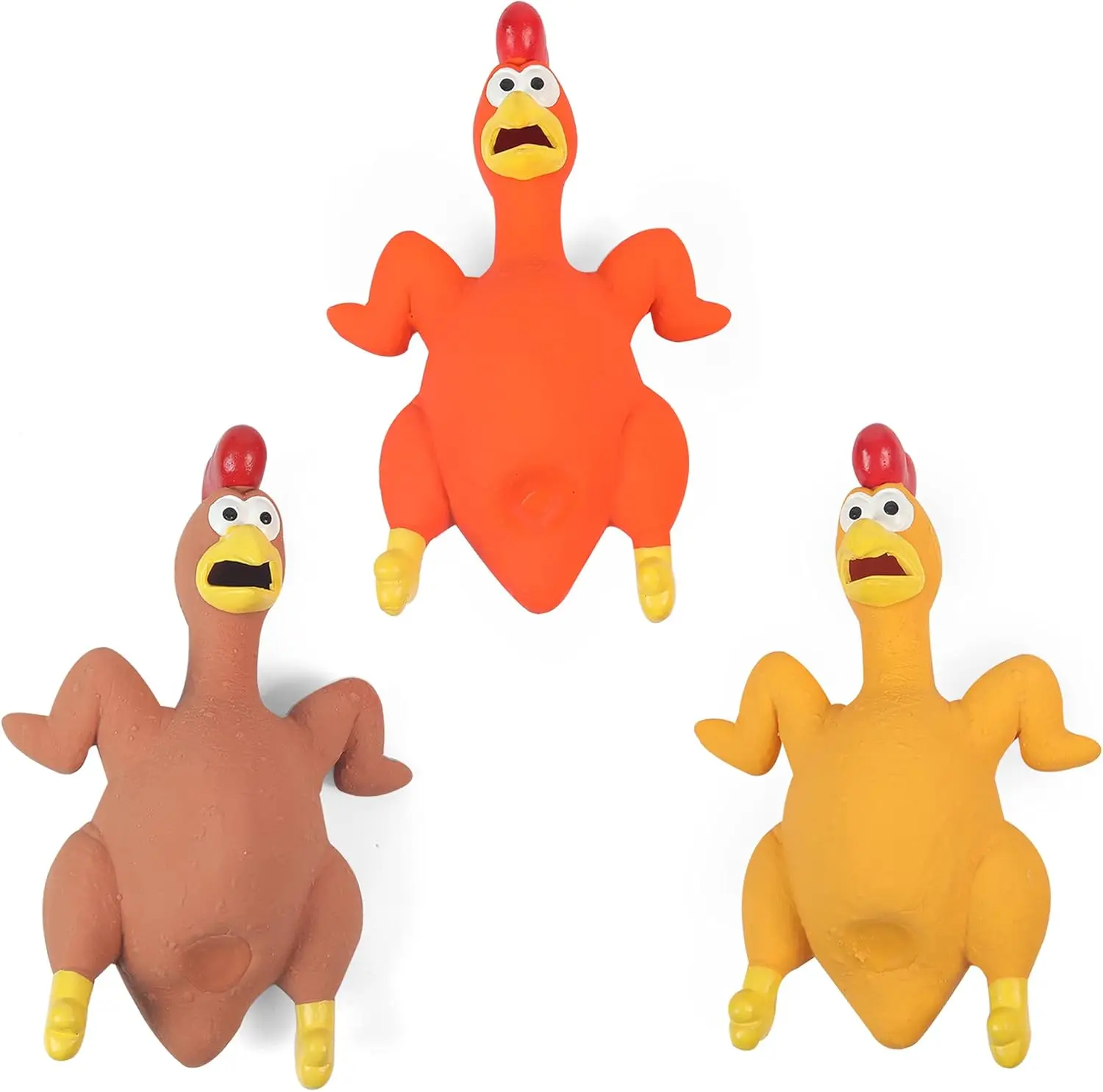 3Pcs Durable Rubber Chicken Dog Toys with Squeakers - Loud Screaming Latex Toys for Small to Large Breeds - Boredom Busting, Easy to Wipe Clean, Great Gift for Gentle Chewers - Home Improvement, Roast Chicken, Interactive Play