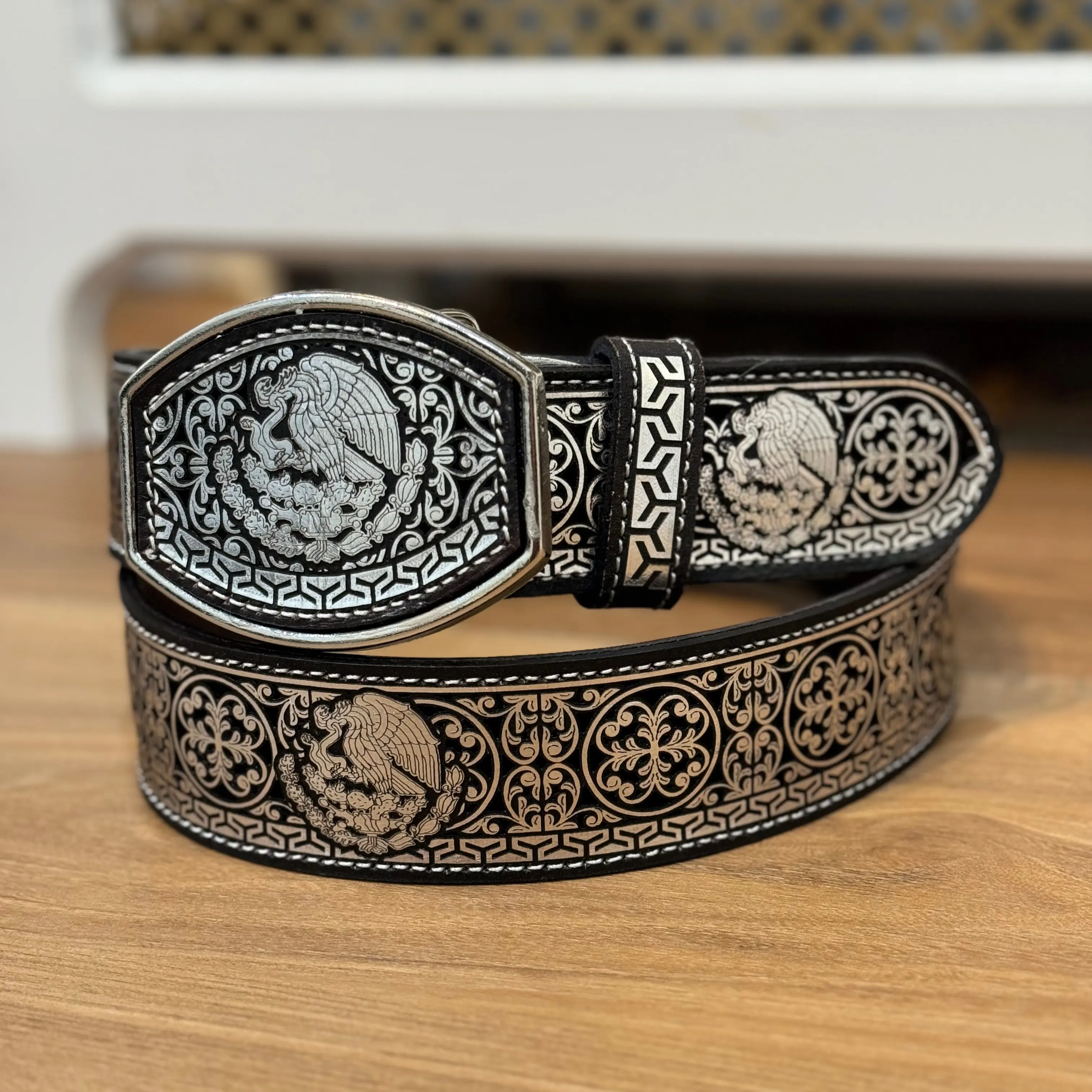 BELT/CINTO LASER MEXICO PLATA 1.5"