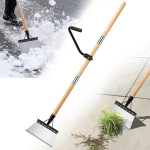 Snow Shovel with 47.24" Long Handle, 9.25" Widened Garden Flat Shovel Ergonomic Auxiliary Handle for Weeding, Lawn Edging, Snow Removal, Ice Scraping-Tool-Free Assembly&Storage