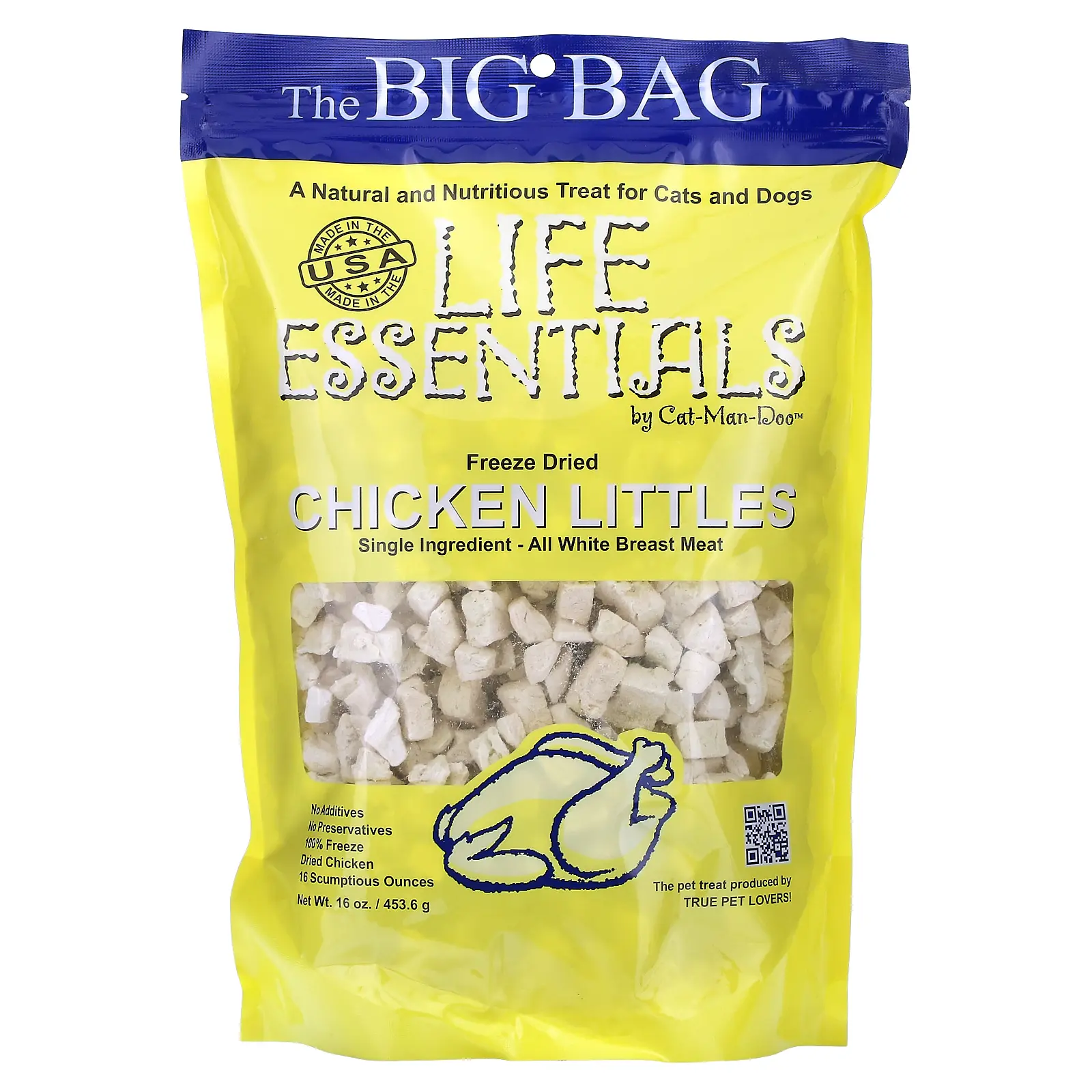 Cat-Man-Doo Life Essentials, Freeze Dried Chicken Littles, For Cats & Dogs, 16 oz (453.6 g)