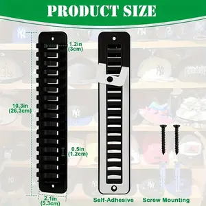 1pc Wall-Mounted Hat Storage Rack | 16 Capacity, Nail-Free Superglue Installation, Plastic, Ideal for Wardrobe, Office, Dormitory, Space Saving, Perfect Christmas and Halloween Gift