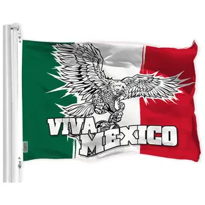 G128 Mexico Mexican Viva Mexico Flag | 3x5 Ft | LiteWeave Pro Series Printed 150D Polyester | Indoor/Outdoor, Vibrant Colors, Brass Grommets, Thicker and More Durable Than 100D Polyester