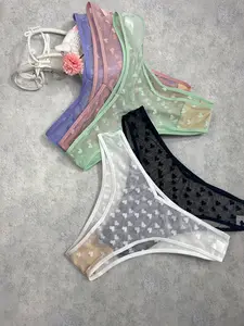 Women's Plus Size Multicolor Low Waist Sexy Lace Cutout Bikini Panties, V-Shape Waist Design, Comfortable Fashion Underwear