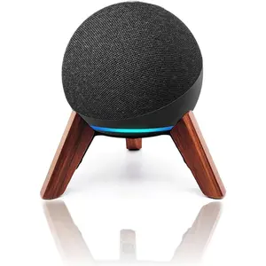 Real  Stand for Echo Dot (5th Gen)(4th Gen),Tripod Accessories Protect Speaker for  Sound,Secure  Wooden Mount Holder for Echo Dots (Newest Model) 2024,(Walnut)