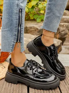 Women's Thick Sole Platform Leather Shoes, Classic Trendy British College Style, New Height Increasing Versatile Japanese Jk Single Shoe