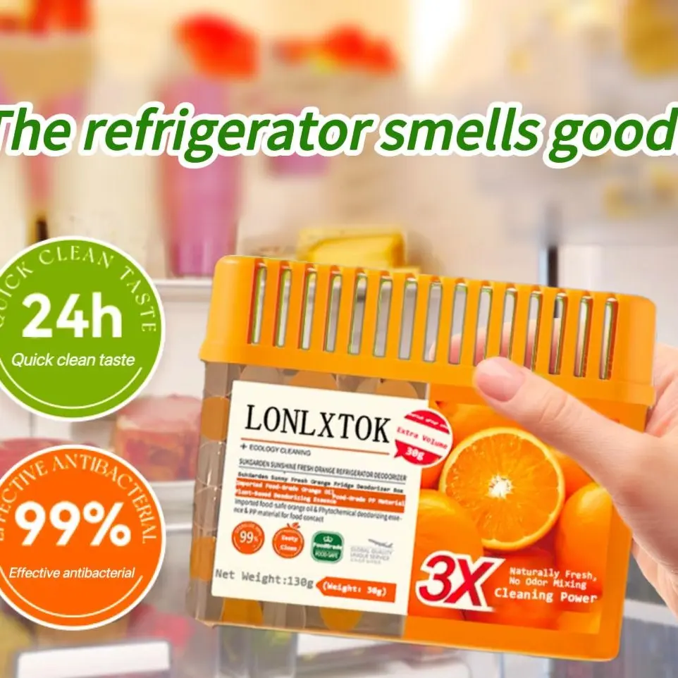 LONLXTOK 200g Refrigerator Deodorizer for Household Appliances - Natural Lime Extract & Organic Alcohol Odor Neutralizer, Fresh Scent Home Care Odor Control Solution