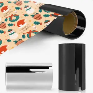 Festive Christmas Gift Wrapping Paper Cutter Set, Easy-To-Use Safe Roll Cutting Tool, Featuring Elf & Santa Hat Design, Perfect for Holiday Packaging