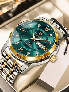 Binbond Men's Luxury Quartz Watch, Trendy Exquisite Watch, Analog Dial, Waterproof Business Sport Wristwatch, Zinc Alloy Case, Coated Glass, Buckle Closure