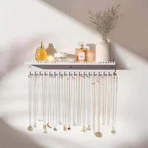 Wall Mounted Jewelry Storage Rack, Jewelry Display Rack with 56 Hooks & Tray, Jewelry Organizer for Necklace, Bracelet, Earrings, Home Organizer, Boxes, Jewelry Holder Organizer