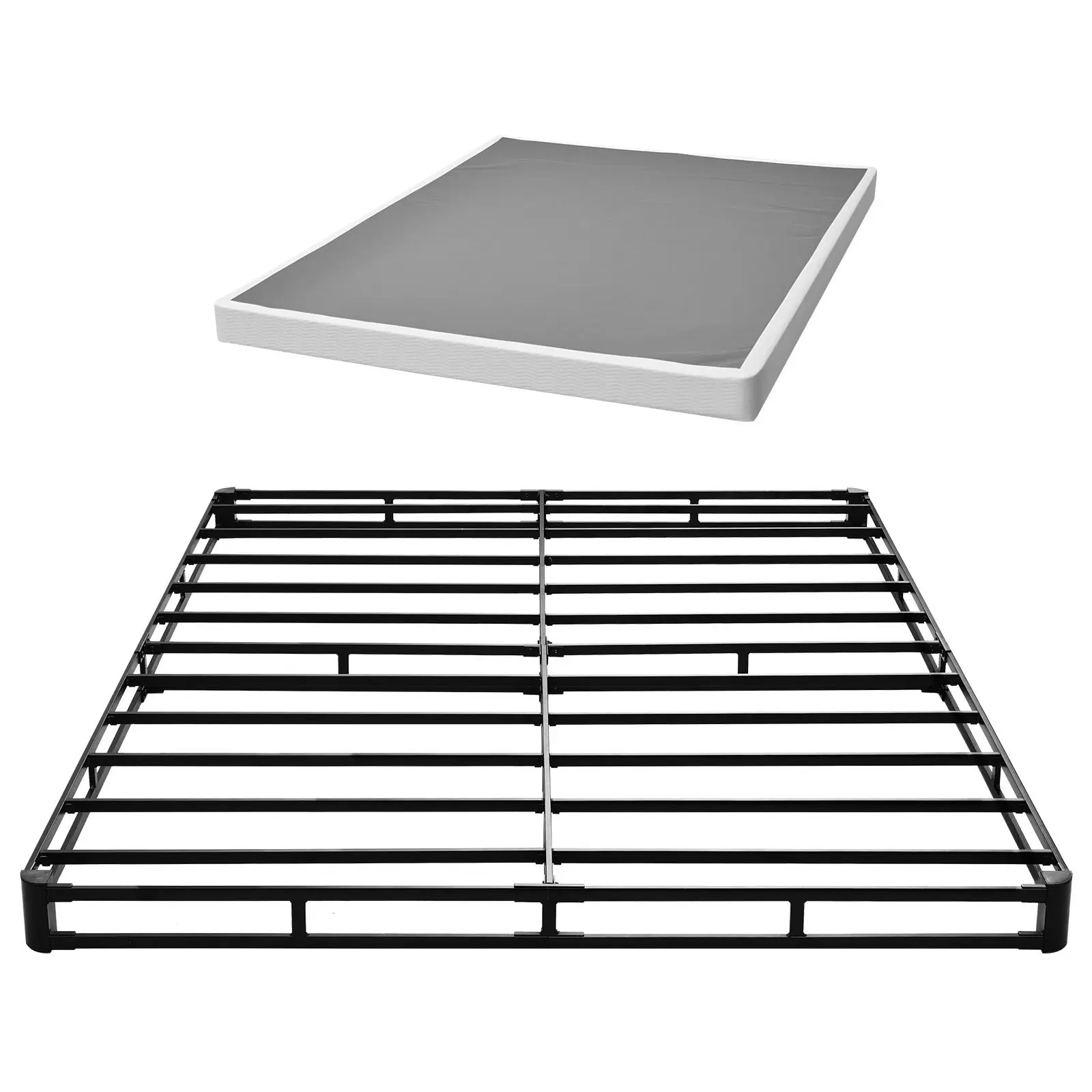 VEVOR Queen Size Box Spring Mattress Foundation - Heavy Duty Steel Frame, 4-in Height, Washable Cloth Cover, 3500 lbs Max Weight Capacity, Easy Install, 79.1 x 59.4 x 4 in Dimensions, Assembly Required, Strong