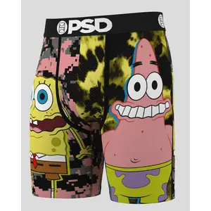 PSD Mens SpongeBob SquarePants - Era Split Boxer Brief - Standard Length 7 Inch Inseam, Soft and Breathable Poly Blend Fabric