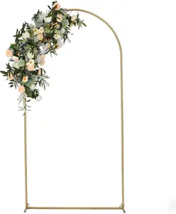 6.6 FT Wedding Arch Backdrop Stand for Parties, Balloon Arch Stand, Wedding Arches for Ceremony, Metal Arch Backdrop Stand for Bridal Baby Showers, Birthday Party Decoration Door Frame Gold