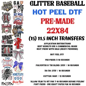 Glitter Baseball - 22x84 Pre-Made Hot Peel DTF Gang Sheet