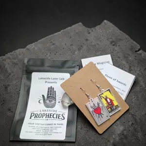 Lakeside Prophecies™ Tarot Earrings – Blind Pick Mystery Pair (Hypoallergenic, Lightweight, UV‑Printed Acrylic)
