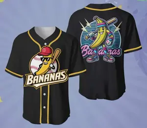 New Savannah Bananas Jersey Yellow Funny Baseball 3D Print Unisex Adults S-5XL