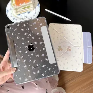 iPad Wisteria Bear Protective Case, Magnetic Detachable Design, 3+y Adjustable Multi-Angle Fold, High-Clarity Acrylic, Fits Various Models