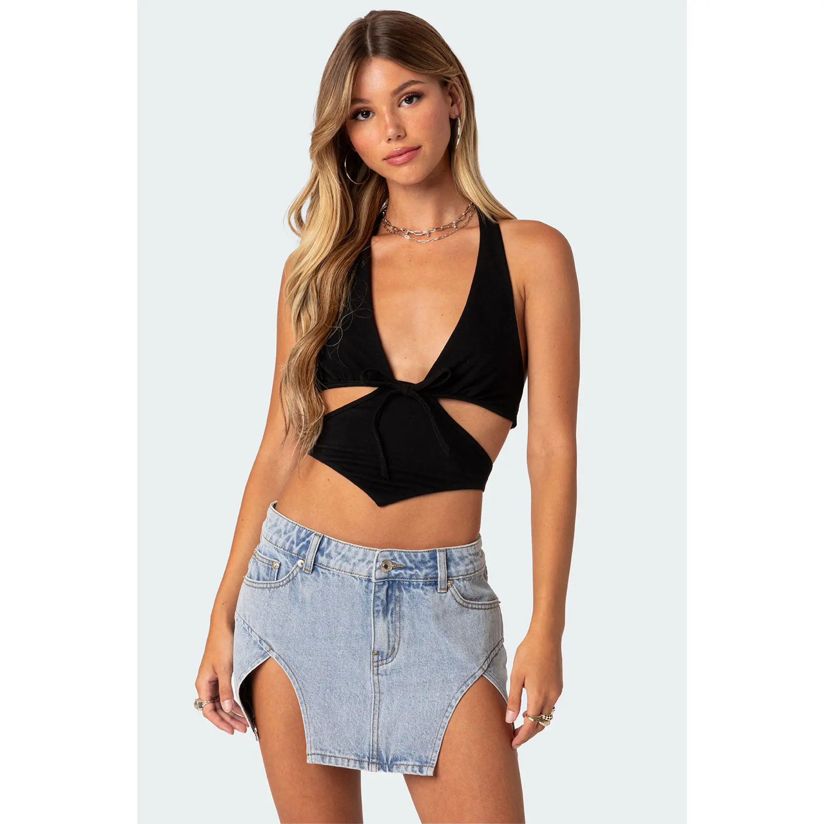 Cady Tie Front Cut Out Top