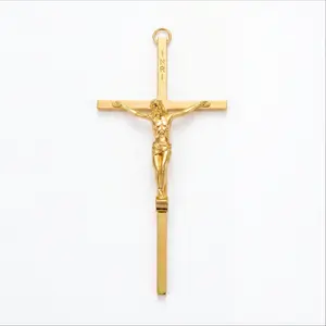 Catholic Crucifix Wall Cross - 5.9 Inch Gold/Silver Plated Zinc Alloy Jesus Christ Cross with INRI, Wall Mounted Religious Decor for Home Prayer Room, Christian Gift for Baptism Confirmation, Religious Decorations