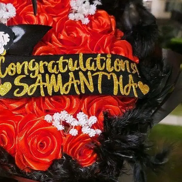 Handmade Rose Bouquet with Congratulation Message Red Roses & Cherries Design