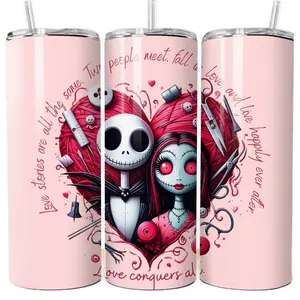 Jack and Sally Pink tumbler Stainless