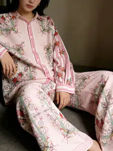 European and American Spring/Autumn New Long Sleeve Casual Everyday 2-in-1 Look Set, INS Loose Print Pocket 2pcs Set Lady Clothes Womenswear Printed Pocket Detail